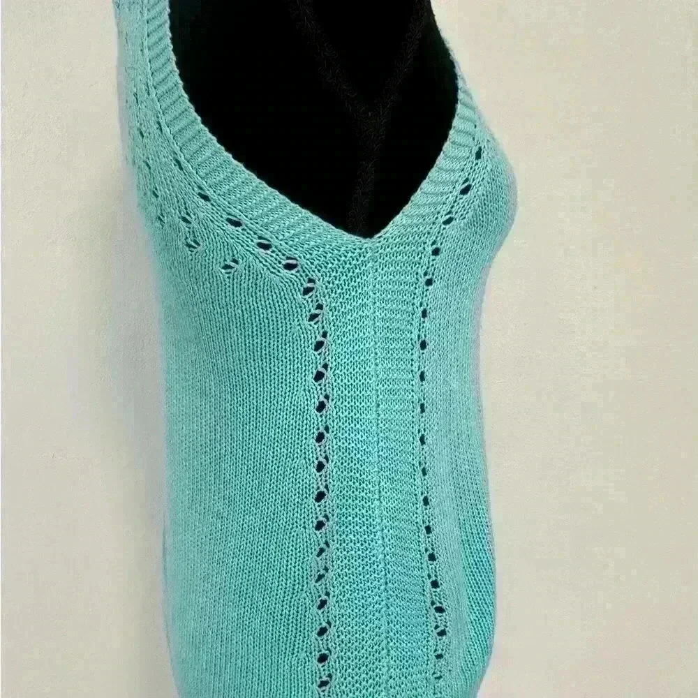 Lilly Pulitzer Teal Crochet Knit Tank Top XS Sleeveless Summer Beach Preppy